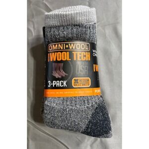 Omni-Wool Wool Tech Mid-Weight Hikers Merino Wool Socks 3-Pack Men 6-9 Wmn 7-10‎